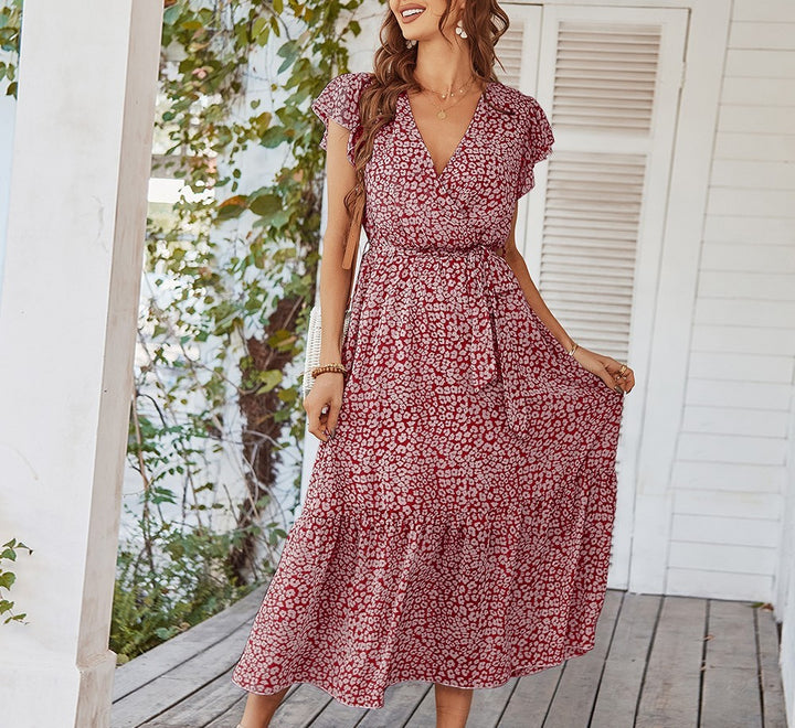 Geblümtes Boho-Wickelkleid