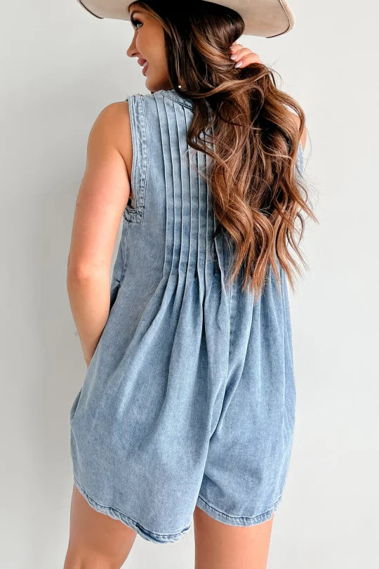 Gena Plissierter Denim-Romper