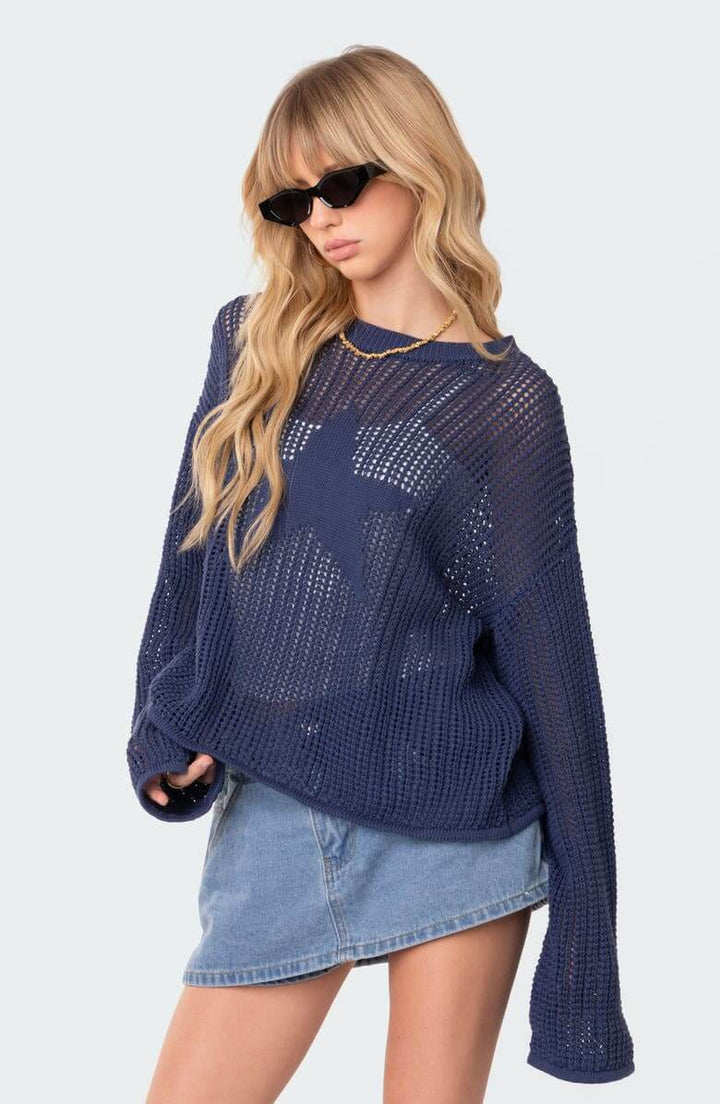 Übergroßer Pullover mit Sternenmotiv