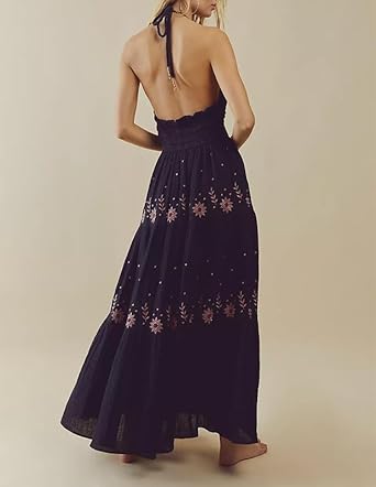 Boho Fließendes Gestuftes Maxikleid