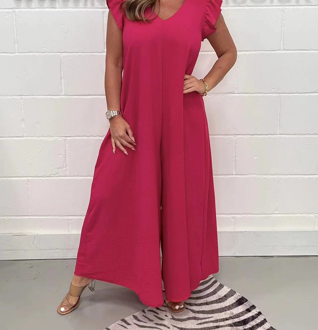 Neu Gerüschter Jumpsuit mit weitem Bein