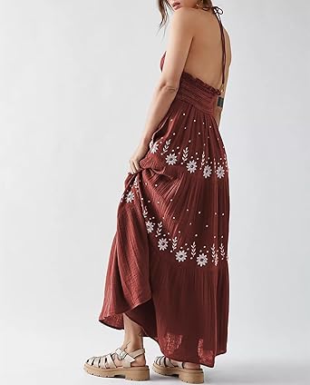 Boho Fließendes Gestuftes Maxikleid