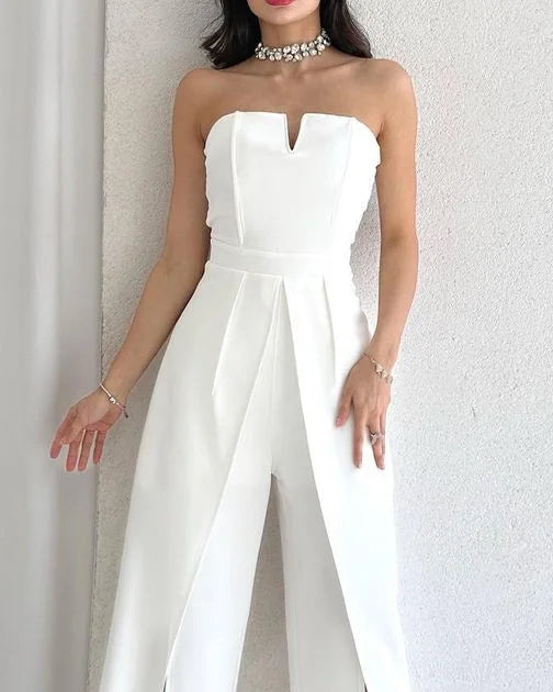 Ärmelloser fester Jumpsuit