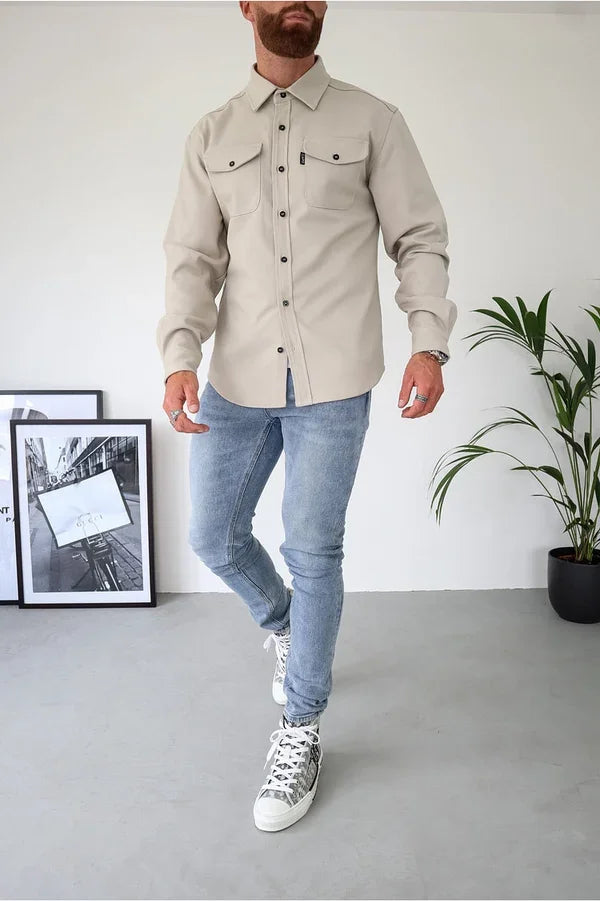 Herren Button Down Hemd Jacke