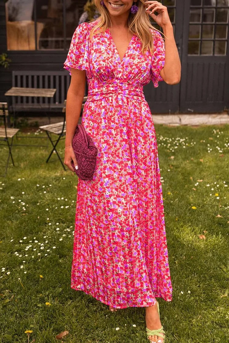 Jill's Floraler V-Ausschnitt Maxi