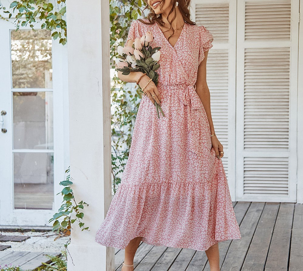 Geblümtes Boho-Wickelkleid