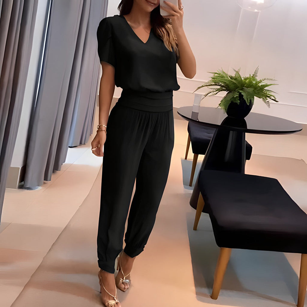 Kurzärmelige Bluse und Hose 2er Set