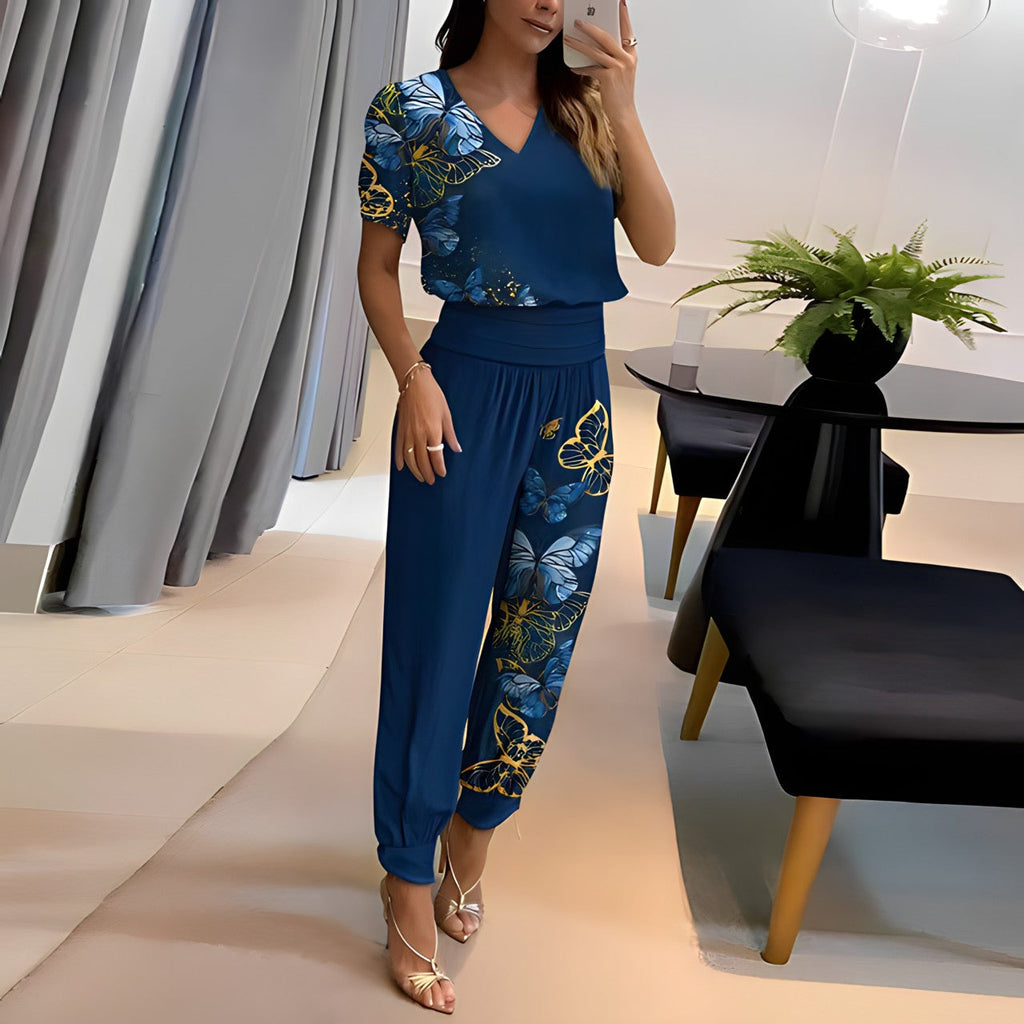 Kurzärmelige Bluse und Hose 2er Set