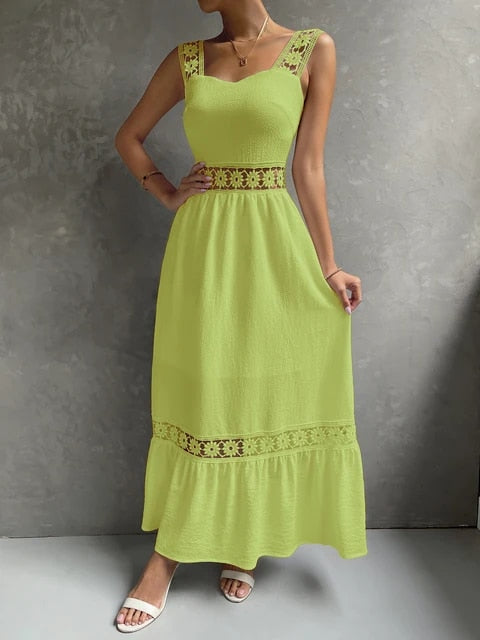 Boho-Spitzen-Träger-Spitzenkleid