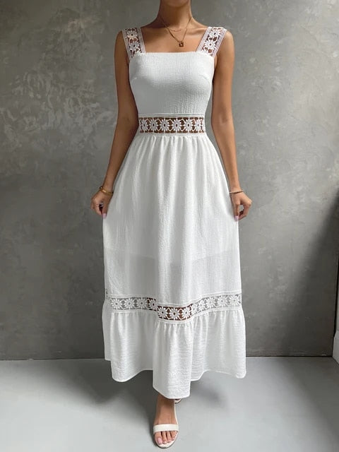 Boho-Spitzen-Träger-Spitzenkleid