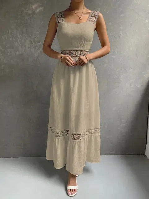 Boho-Spitzen-Träger-Spitzenkleid