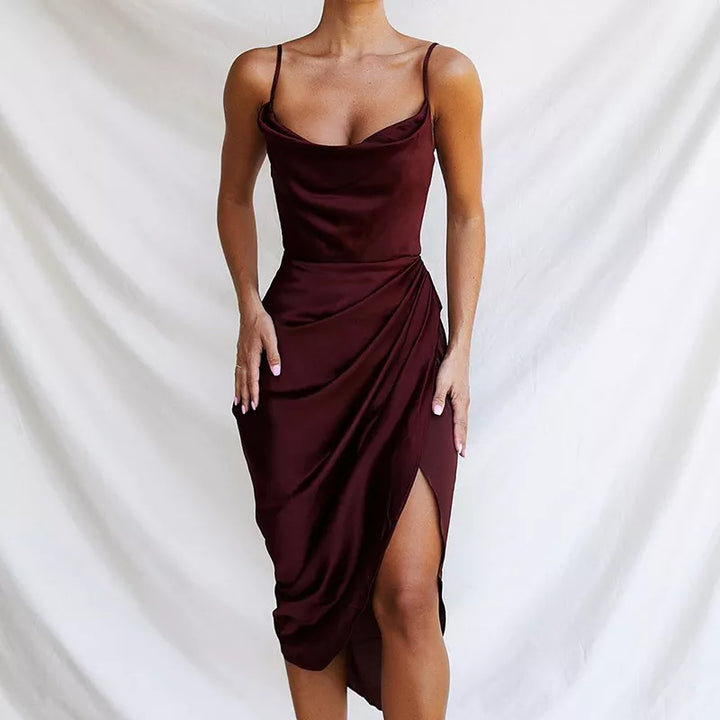 Satin Ständchen MIDI Kleid