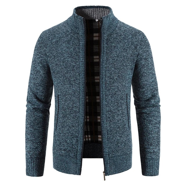 Herren Fleece Gefütterte Strickjacke mit Reißverschluss