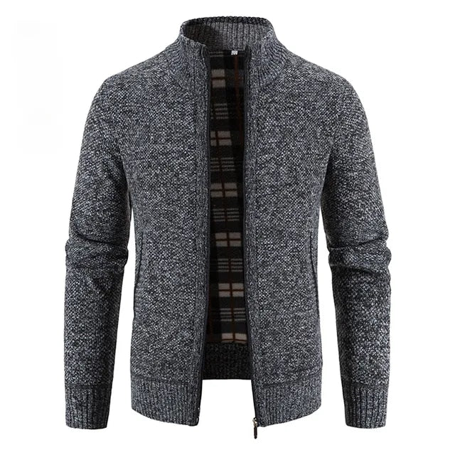 Herren Fleece Gefütterte Strickjacke mit Reißverschluss