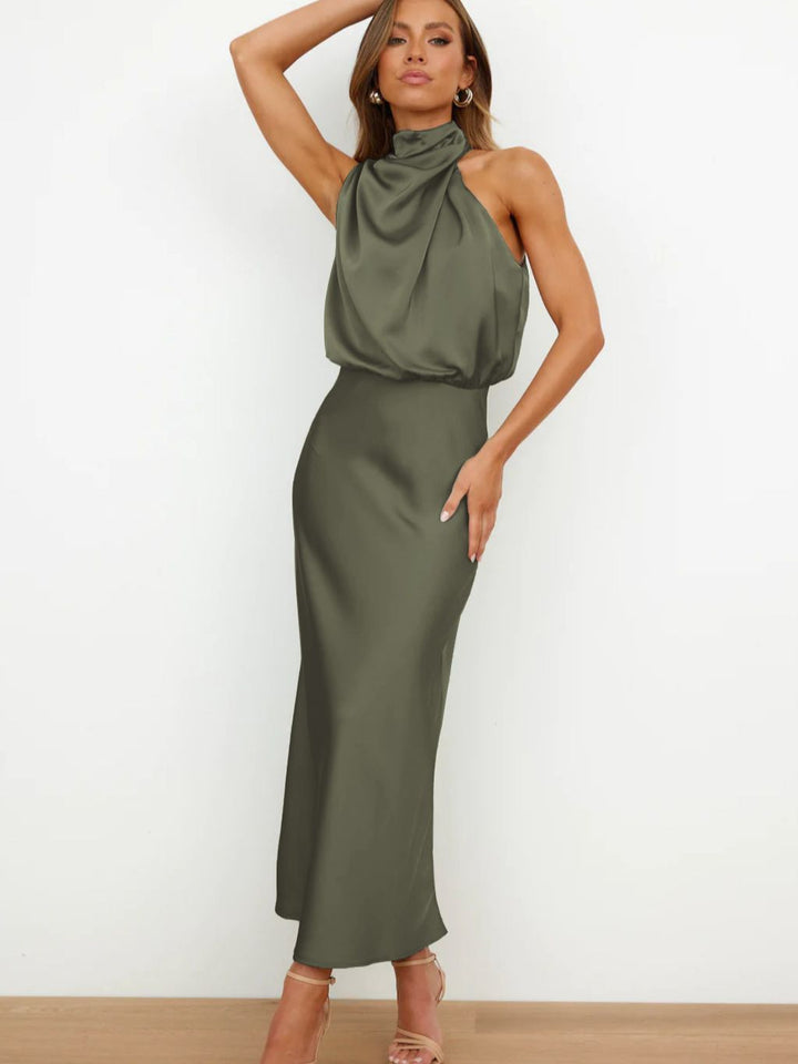 Satin Neckholder Kleid