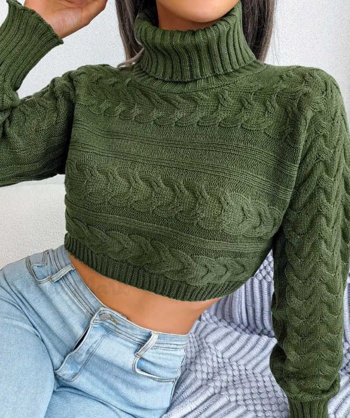 Crop Top Rollkragenpullover