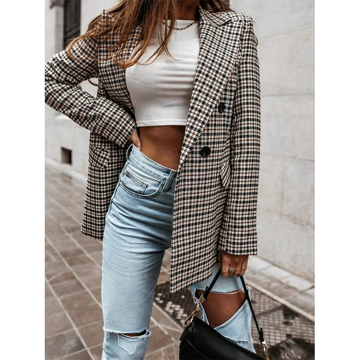 Modern Karierter Blazer im Vintage-Stil