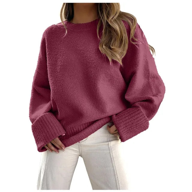 Grober Pullover mit Rundhalsausschnitt