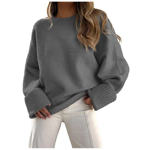 Grober Pullover mit Rundhalsausschnitt