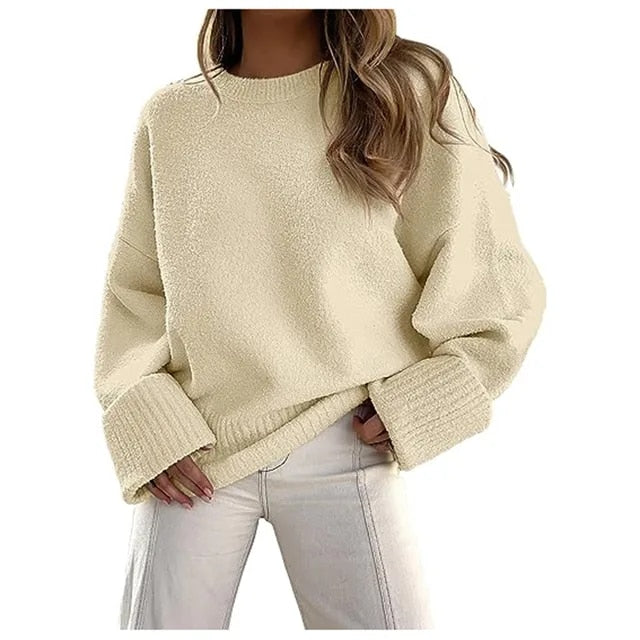 Grober Pullover mit Rundhalsausschnitt