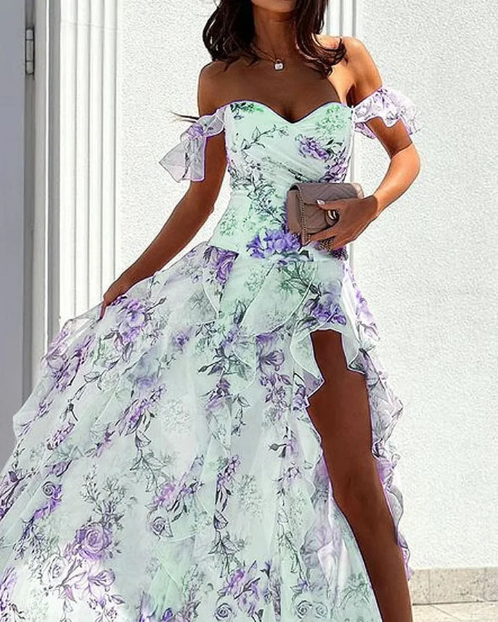 Elegantes fließendes Printkleid