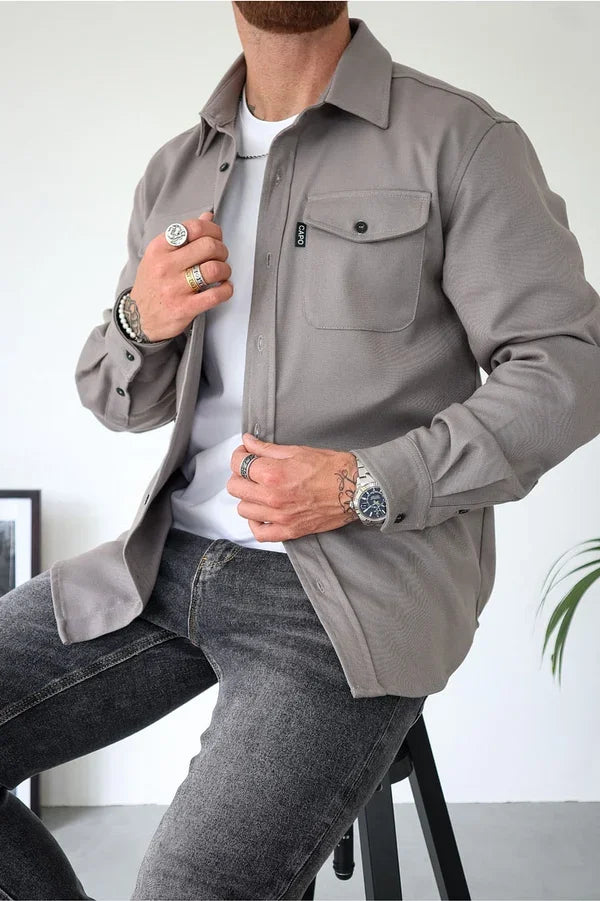 Herren Button Down Hemd Jacke