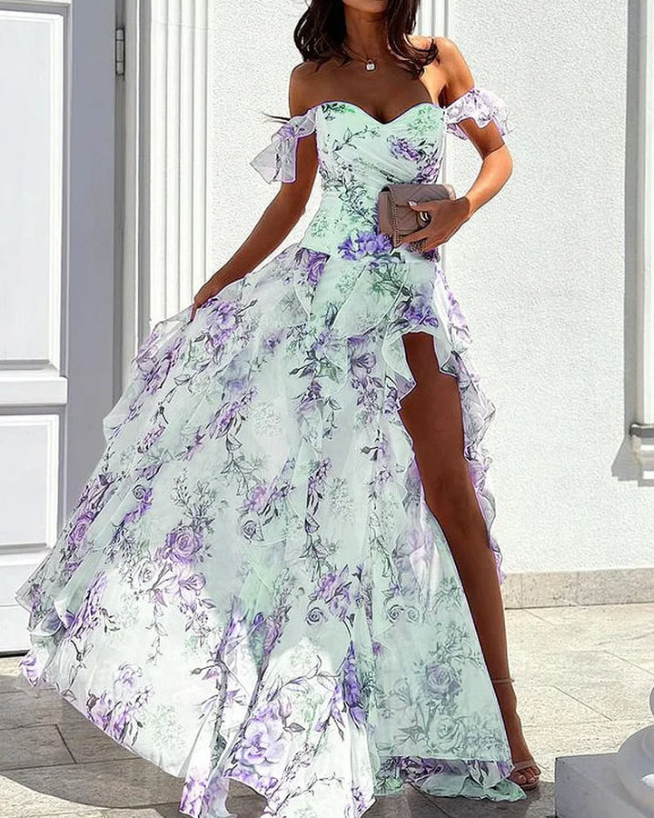 Elegantes fließendes Printkleid