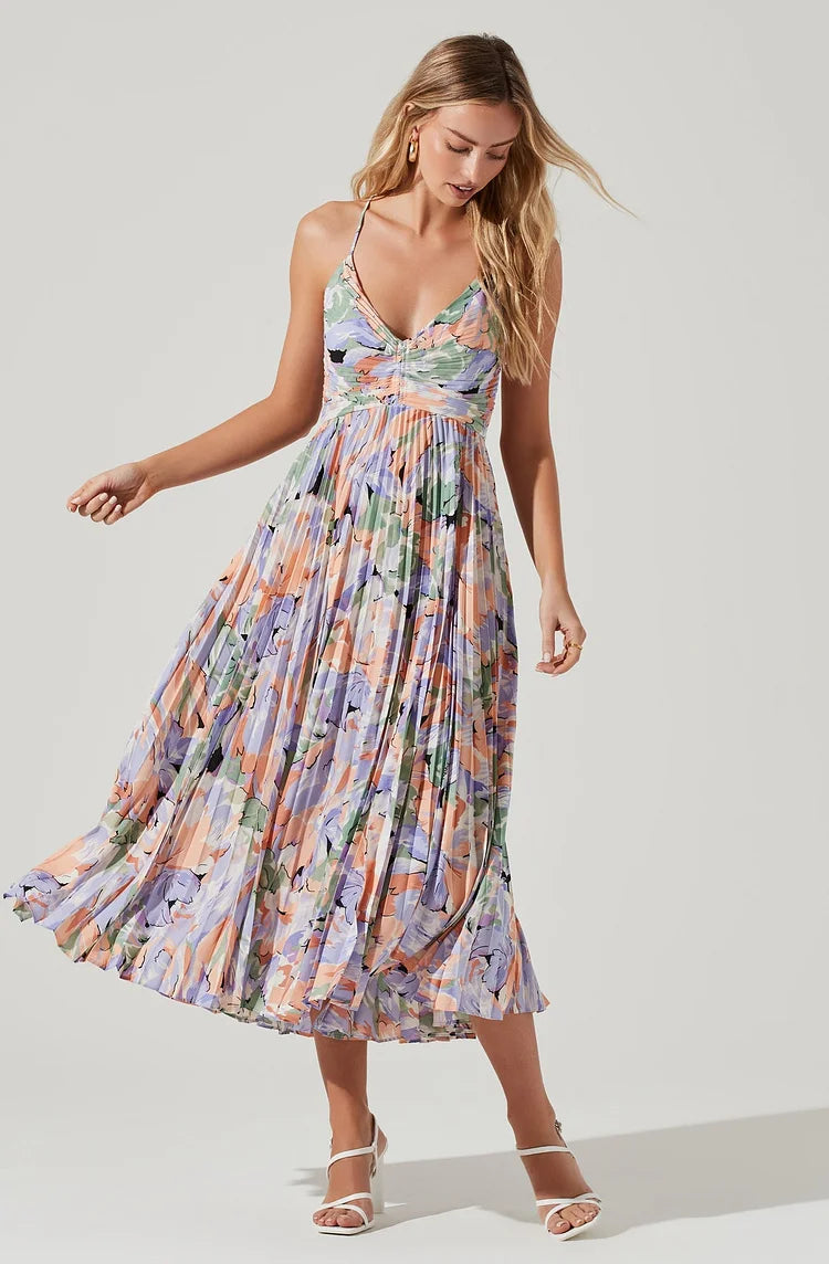 Plissiertes Print-Kleid