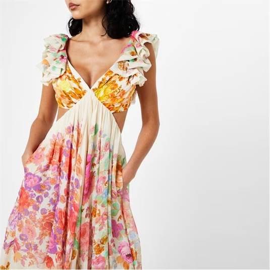 Fließendes Sommerkleid mit Blumen