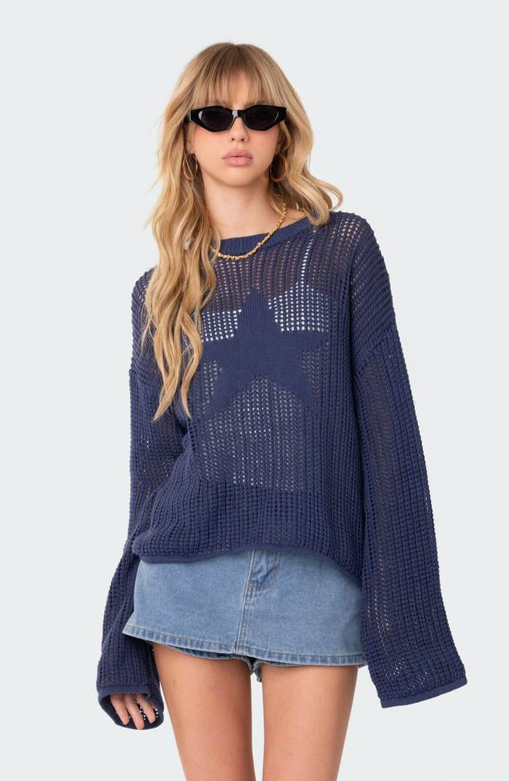 Übergroßer Pullover mit Sternenmotiv