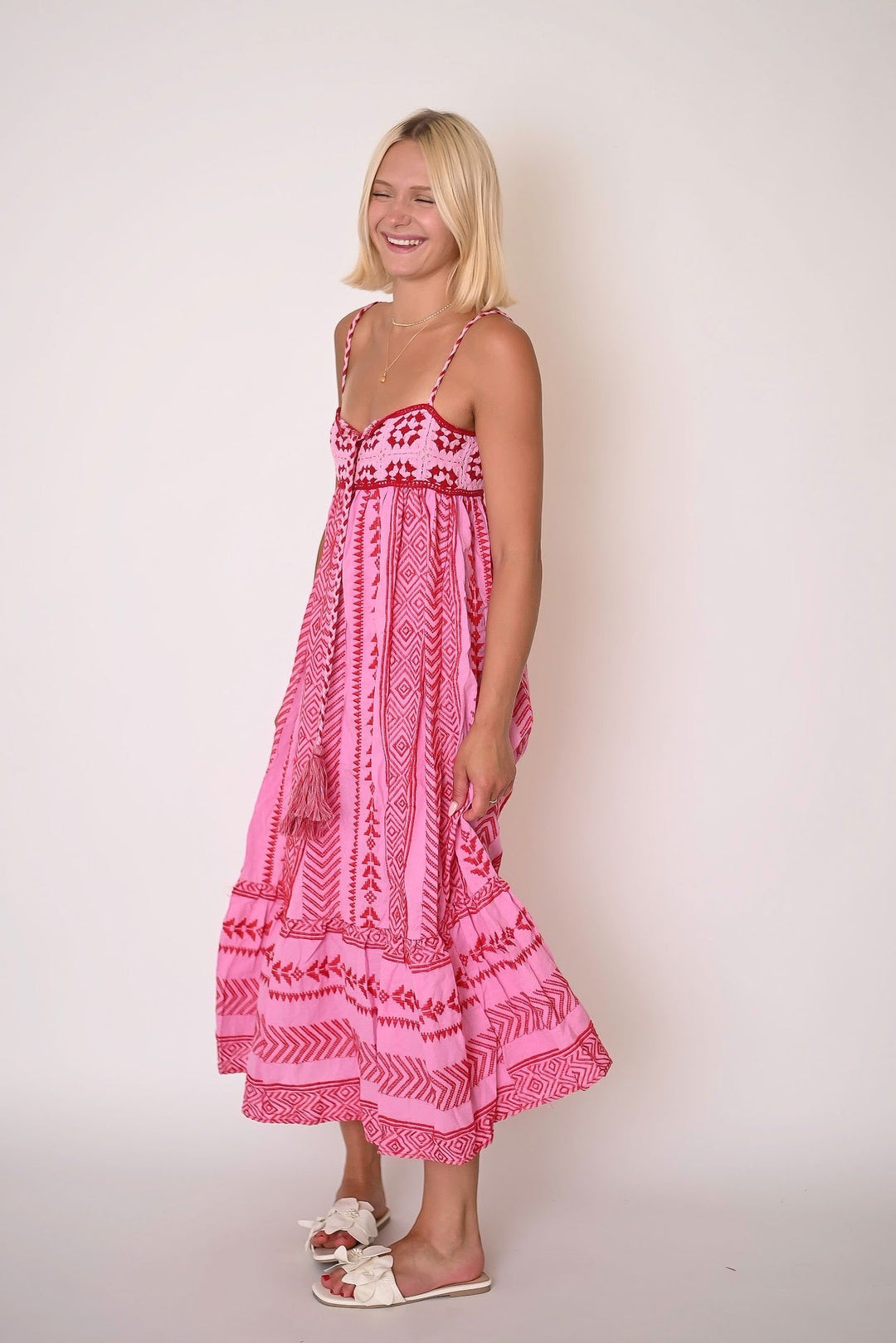 Boho Riemchenkleid in Rosa