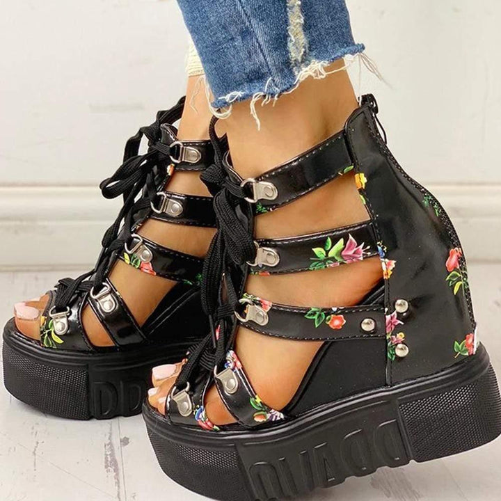 Florale Keilschuhe